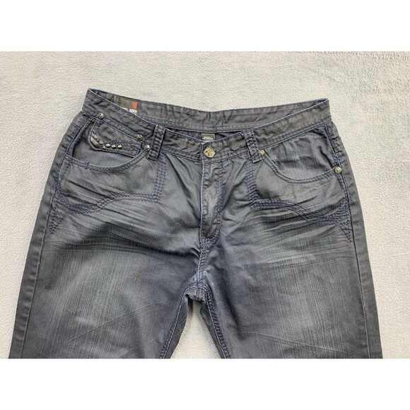 Imperious Denim Jeans Men's Size 38X32 Black Wiskered Flap Pockets 100% Cotton - Picture 10 of 16